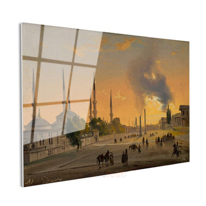 Ivan Aivazovsky - İstanbul'da Günbatımı Cam Tablo