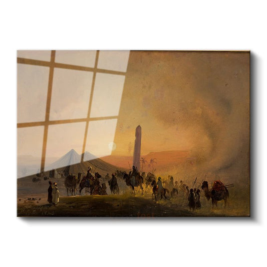 Charles Théodore Frère - Çölde Kervan Cam Tablo
