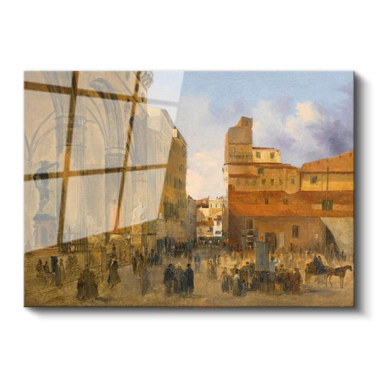 Richard Parkes Bonington - Floransa Meydanı Cam Tablo