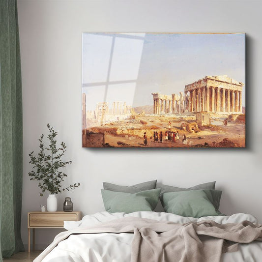 Hubert Robert - Atina Akropolisi ve Parthenon Cam Tablo