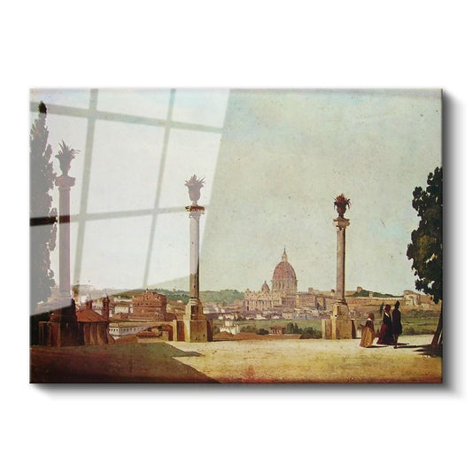 Jean-Baptiste-Camille Corot - Roma Panoraması ve St. Peter Bazilikası Cam Tablo