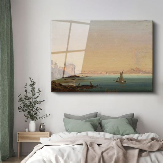 Claude Lorrain - Napoli Körfezi ve Vezüv Manzarası Cam Tablo