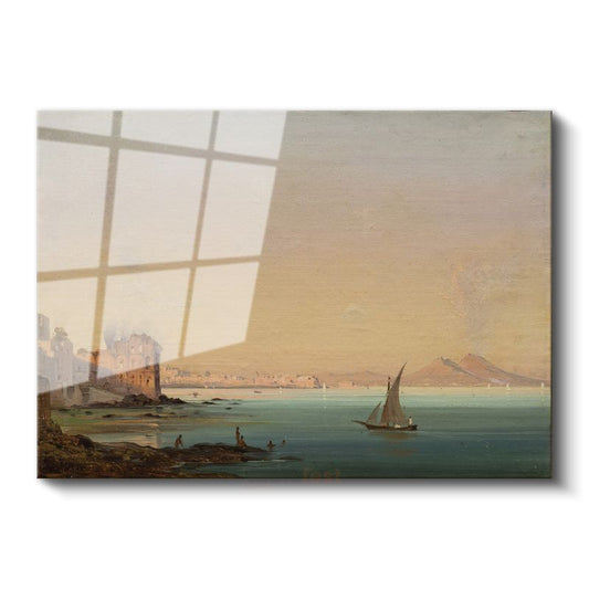Claude Lorrain - Napoli Körfezi ve Vezüv Manzarası Cam Tablo
