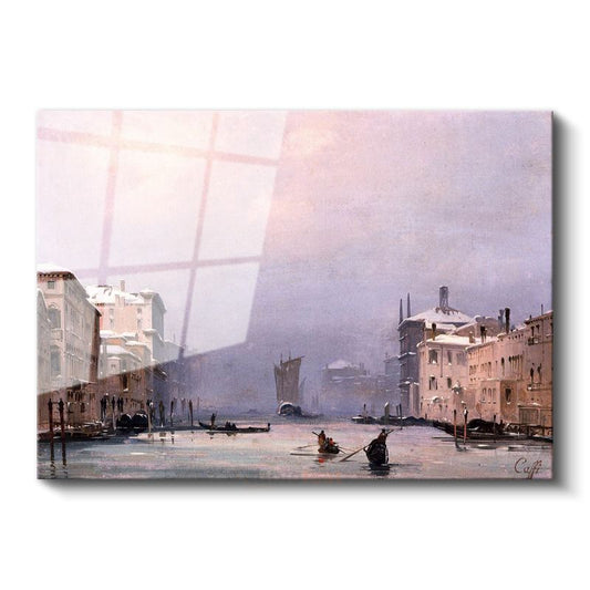 Francesco Guardi - Venedik Grand Canal Kış Manzarası Cam Tablo