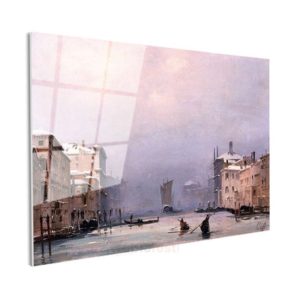Francesco Guardi - Venedik Grand Canal Kış Manzarası Cam Tablo