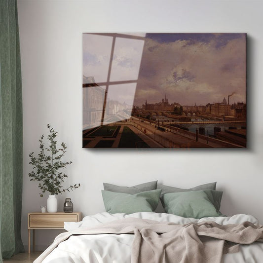 Camille Pissarro - Paris Seine Nehri Panoraması Cam Tablo