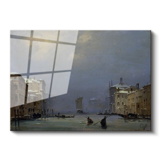 Francesco Guardi - Kış Mevsiminde Venedik Kanalı Cam Tablo