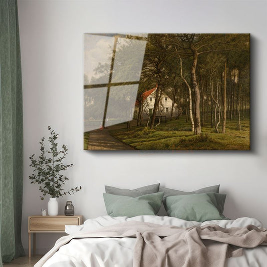 Jean-Baptiste-Camille Corot - Ormandaki Ev Cam Tablo