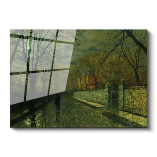 John Atkinson Grimshaw - Ay Işığında Yol Cam Tablo