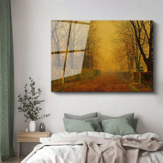 John Atkinson Grimshaw - Sonbahar Yolu Cam Tablo