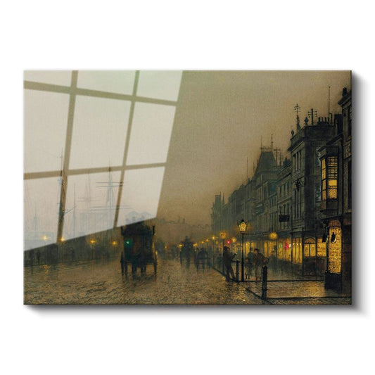 John Atkinson Grimshaw - Limanda Akşam Cam Tablo