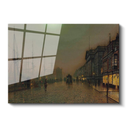 John Atkinson Grimshaw - Rıhtımda Gece Cam Tablo