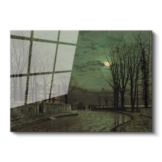 John Atkinson Grimshaw - Ay Işığında Malikane Cam Tablo