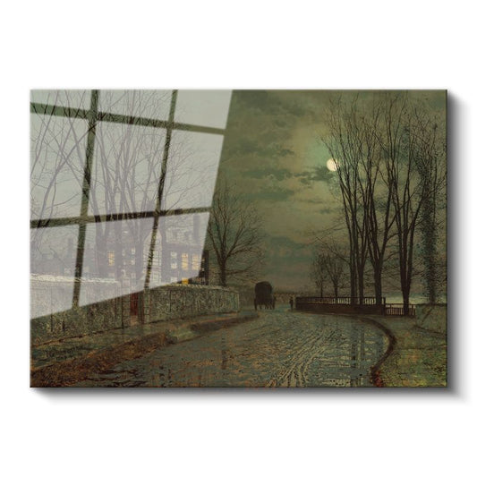 John Atkinson Grimshaw - Ay Işığında Kış Manzarası Cam Tablo