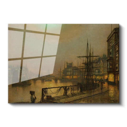 John Atkinson Grimshaw - Limanda Gün Batımı Cam Tablo