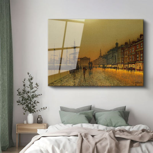 John Atkinson Grimshaw - Liverpool Rıhtımı Cam Tablo