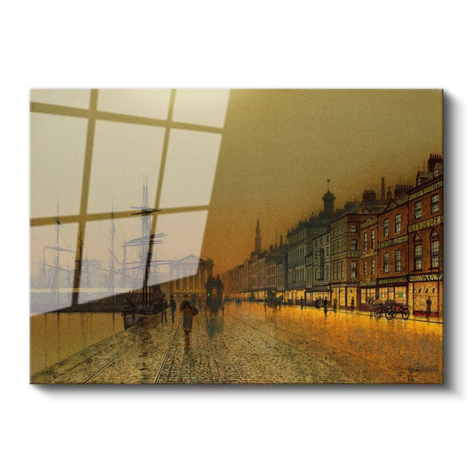 John Atkinson Grimshaw - Liverpool Rıhtımı Cam Tablo