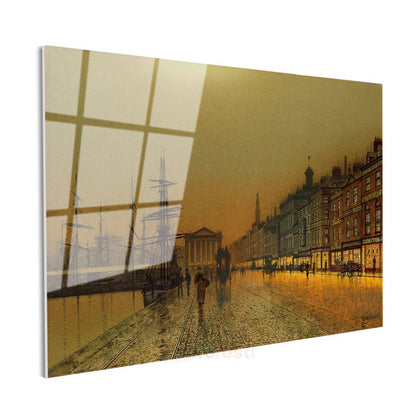John Atkinson Grimshaw - Liverpool Rıhtımı Cam Tablo