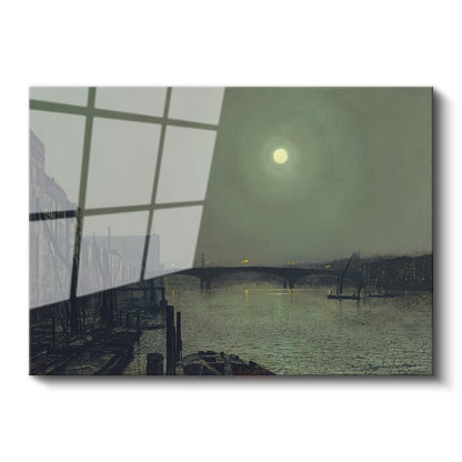 John Atkinson Grimshaw - Ay Işığında Nehir Manzarası Cam Tablo