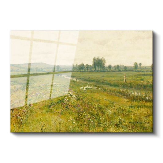 Charles-François Daubigny - Çayır Manzarası Cam Tablo