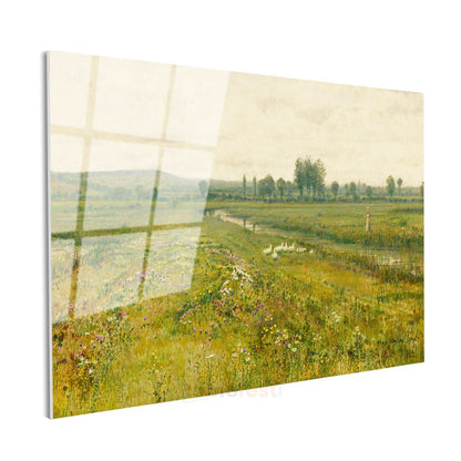 Charles-François Daubigny - Çayır Manzarası Cam Tablo
