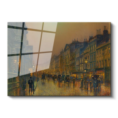 John Atkinson Grimshaw - Akşam Vakti Şehir Sokağı Cam Tablo