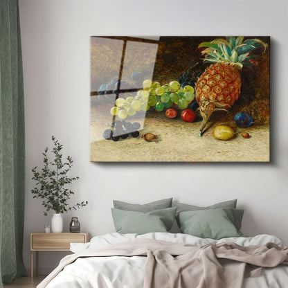 William Henry Hunt - Meyveler ve Ananas Natürmortu Cam Tablo