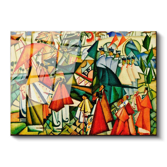 Lyubov Popova - Renkli Figürler Kompozisyonu Cam Tablo