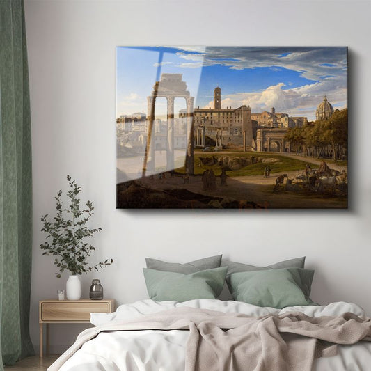 Christoffer Wilhelm Eckersberg - Roma Forum Manzarası Cam Tablo