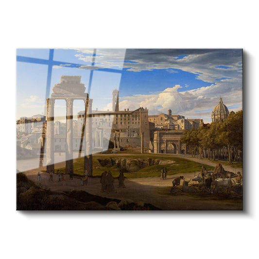 Christoffer Wilhelm Eckersberg - Roma Forum Manzarası Cam Tablo
