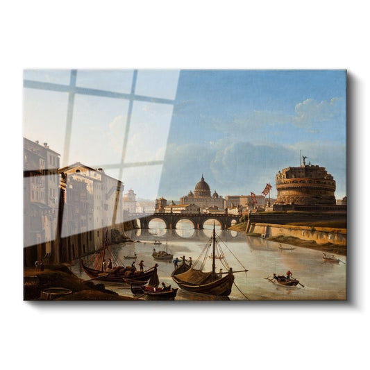 Giovanni Antonio Canal (Canaletto) - Roma Tiber Nehri Manzarası Cam Tablo