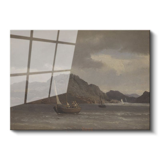 Jean-Baptiste-Camille Corot - Dağlık Deniz Manzarası Cam Tablo