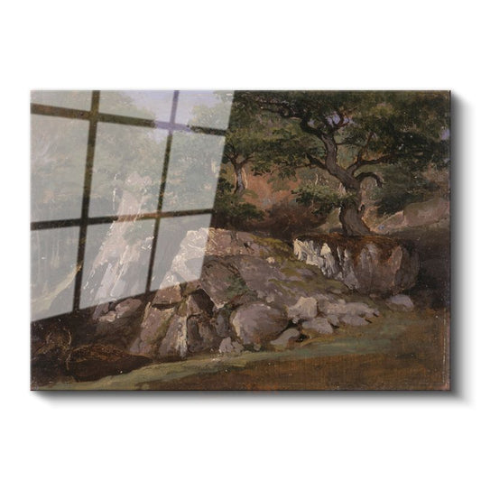 Jean-Baptiste-Camille Corot - Kayalık Manzara Cam Tablo