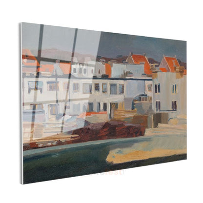 Edward Hopper - Şehir Evleri Cam Tablo