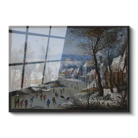 Pieter Bruegel - Kış Manzarası Cam Tablo