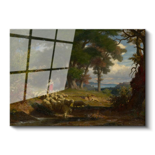 Thomas Gainsborough - Çoban ve Koyunlar Cam Tablo