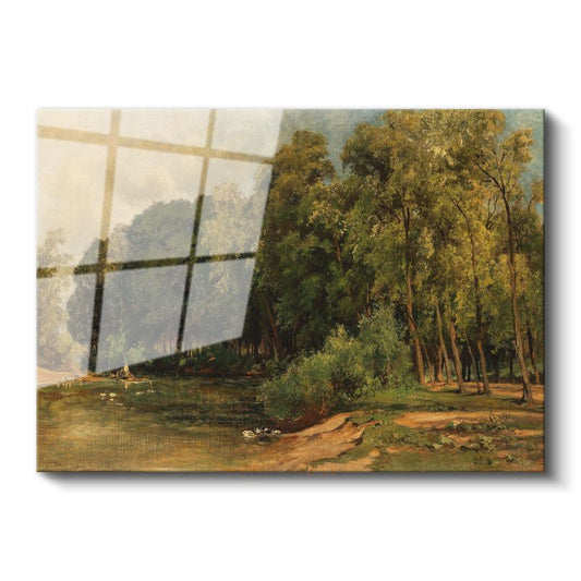 Jean-Baptiste-Camille Corot - Göl Kenarında Ağaçlar Cam Tablo