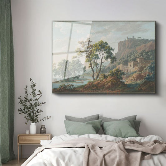 Claude Lorrain - İtalyan Manzarası Cam Tablo