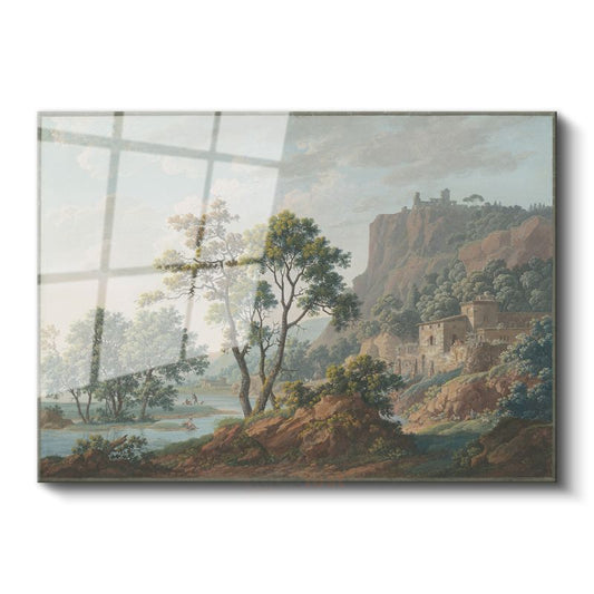 Claude Lorrain - İtalyan Manzarası Cam Tablo