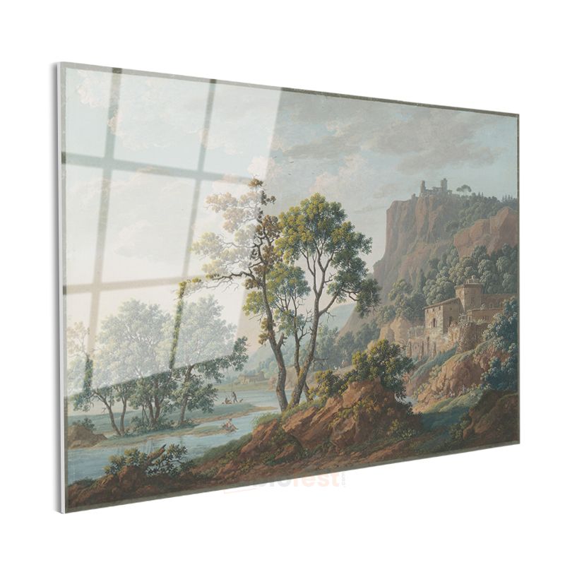 Claude Lorrain - İtalyan Manzarası Cam Tablo