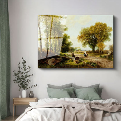 William Trost Richards - Kır Yolu Cam Tablo