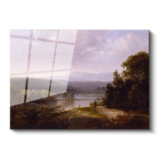Thomas Cole - Dağ Gölü Manzarası Cam Tablo