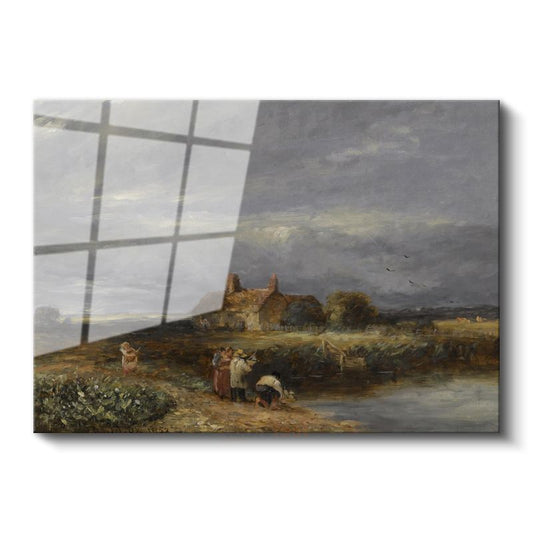 David Cox - Kır Evi Manzarası Cam Tablo