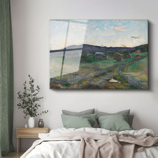 Edvard Munch - Kırsal Yerleşim Cam Tablo