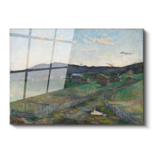 Edvard Munch - Kırsal Yerleşim Cam Tablo