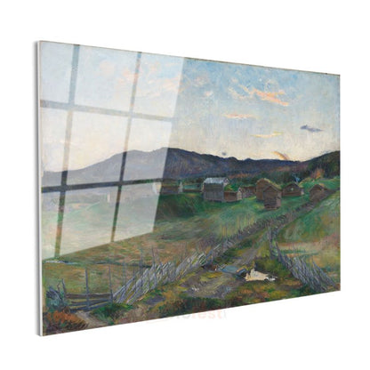 Edvard Munch - Kırsal Yerleşim Cam Tablo