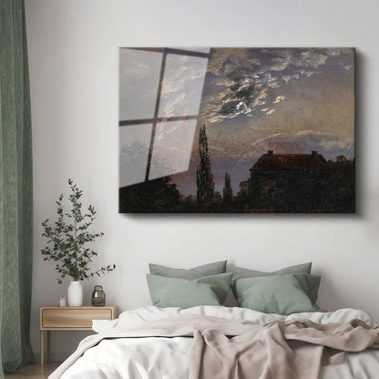 Caspar David Friedrich - Ay Işığında Ev Cam Tablo