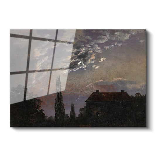 Caspar David Friedrich - Ay Işığında Ev Cam Tablo