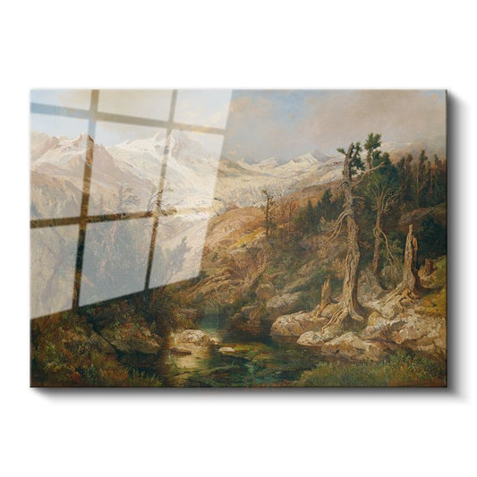 Albert Bierstadt - Dağ Manzarası Cam Tablo