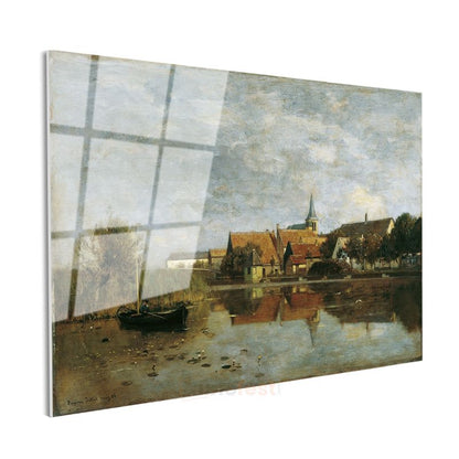 Jean-Baptiste-Camille Corot - Köy Manzarası Cam Tablo